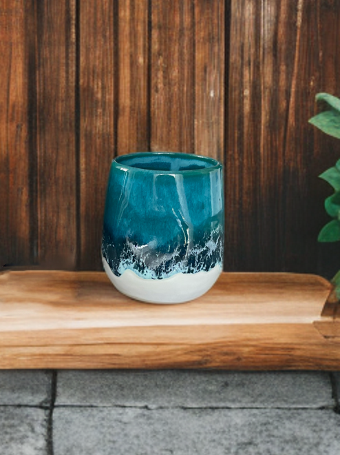 Turquoise Wave Stemless Goblet
